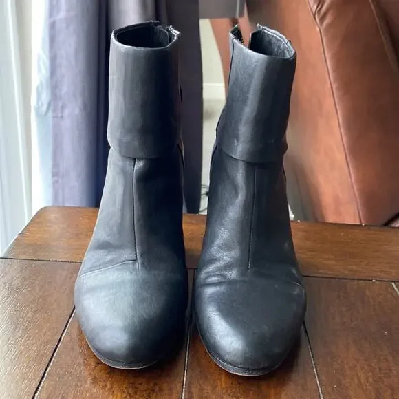 rag & bone Classic Newbury Ankle Boots Black leather stacked heel size 7 - Picture 3 of 12